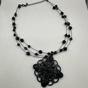 Lia Sophia Black Moonstruck Detachable Pendant Necklace